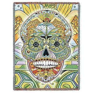 New Sugar Skull Northwest Heavy Woven Afghan Gift Throw Blanket Day of the Dead